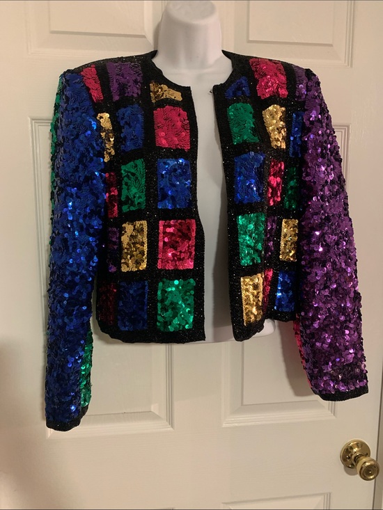 Nolan Miller Jackets & Blazers - Vintage Nolan Miller Dynasty Collection Checkerboard Sequin Statement Jacket